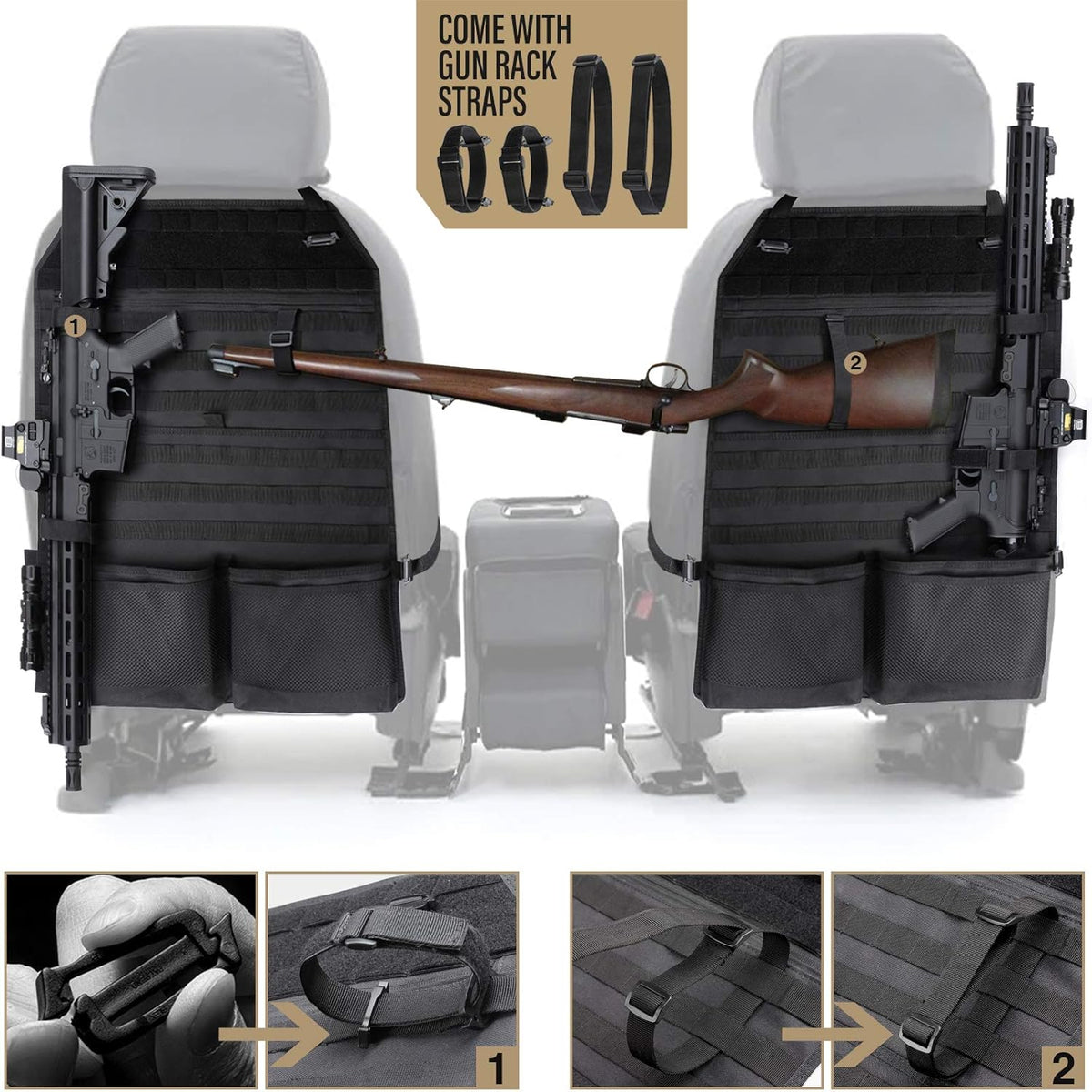 WYNEX Car Seat Organizer - Molle Backseat Cover with Visual Pockets & Sling Rack | Universal Fit for Trucks & SUVs