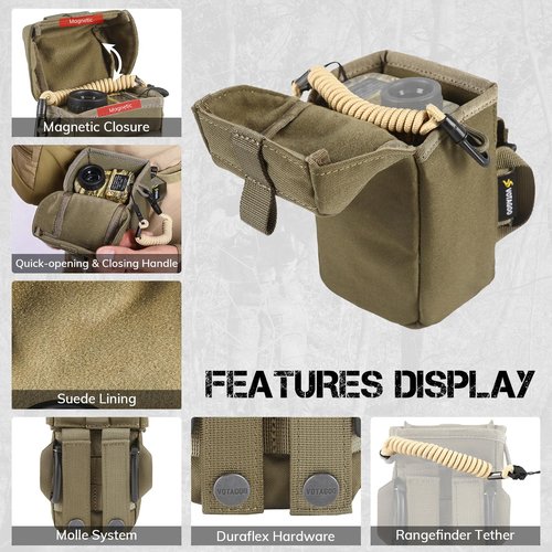 VOTAGOO GEAR Rangefinder Pouch with Protective Padding and Quick-Release Buckle, Molle Compatiblefor Binocular Packs, Tactical Hunting Bag Accessory (Green)