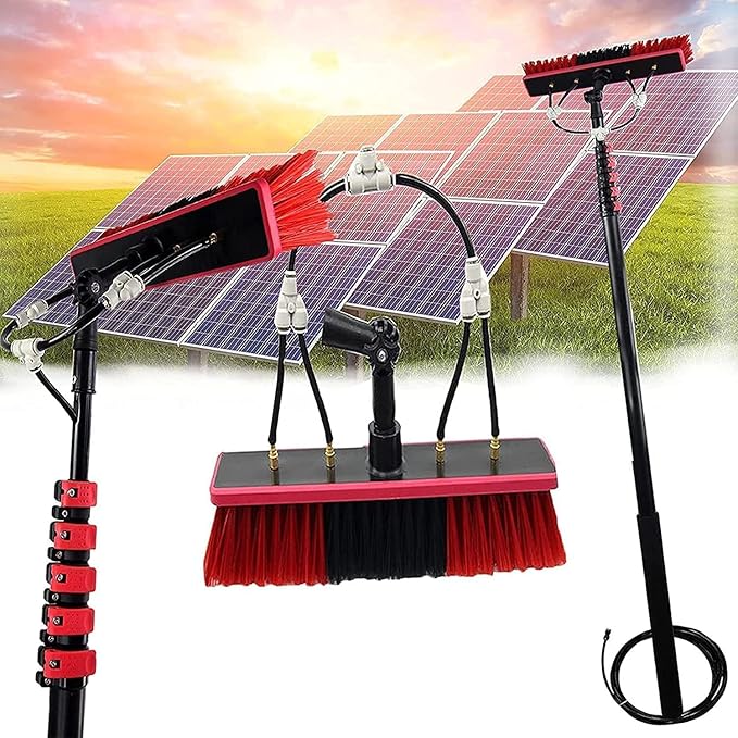 Telesbrush,Solar Panel Cleaning Brush and Pole Extendable Window Cleaning Kit Water Fed Extendable Brush Roof Cleaning Tools Conservatory/7.2M