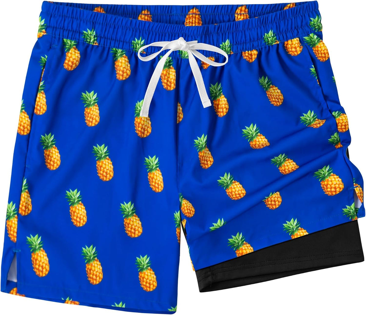 XOMZG Men's Swim Trunks - Quick Dry Beach Shorts with Mesh Lining & Pockets | Hawaiian Style