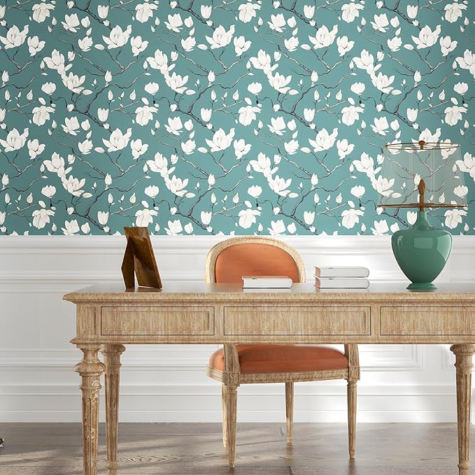 Laatse Blue and White Wallpaper Peel and Stick Vintage Floral Contact Paper
