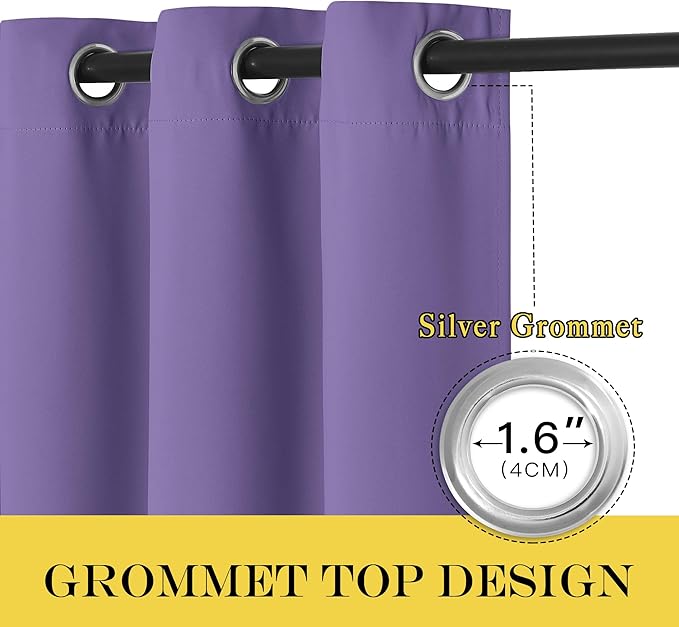 NICETOWN Blackout Lilac Purple Curtain 84 inches Long, Energy Saving Thermal