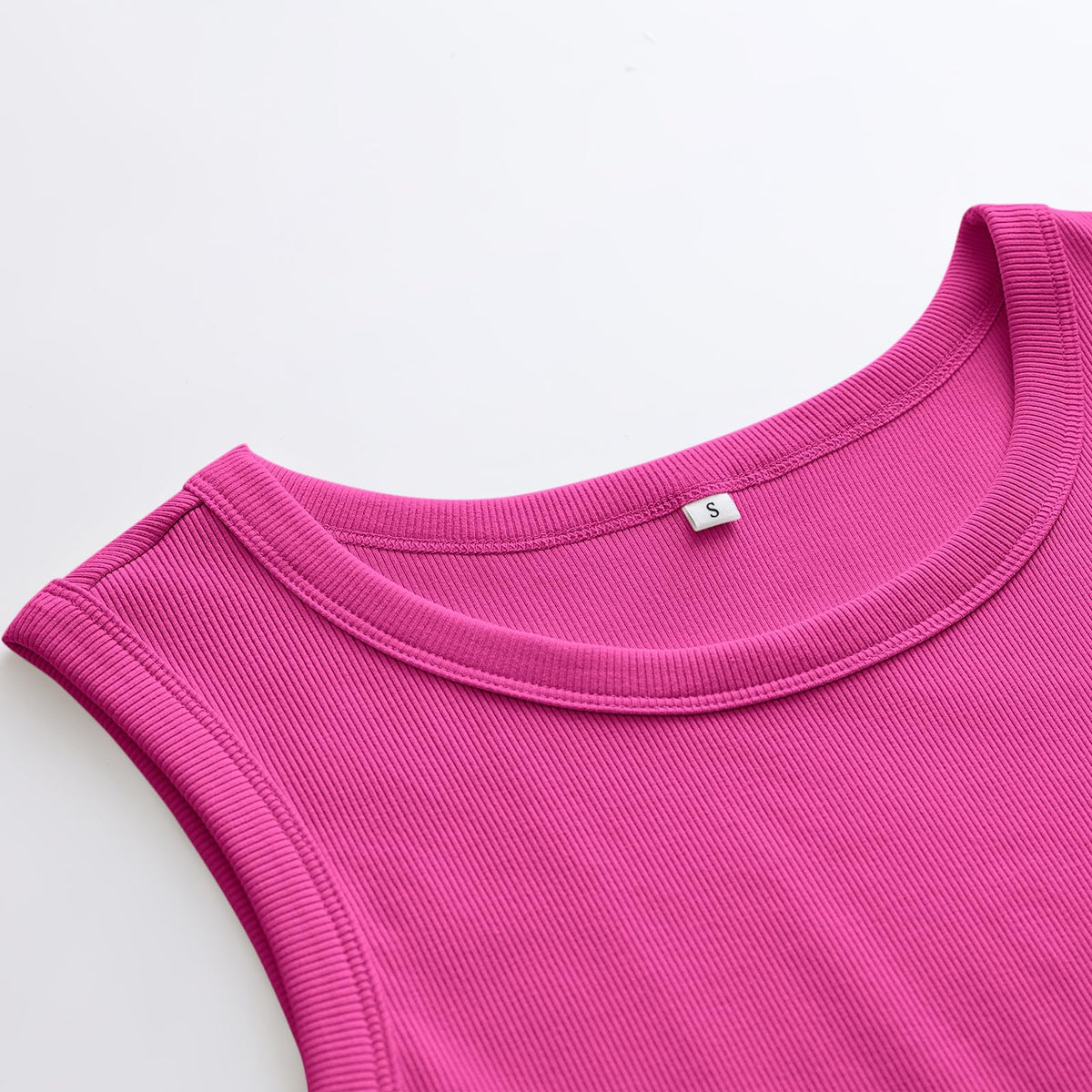 ANRABESS Womens Sleeveless High Neck Tank Tops Fashion Summer Casual Basic Slim Fit Ribbed Racerback Top Shirt Clothes Hot Pink-S
