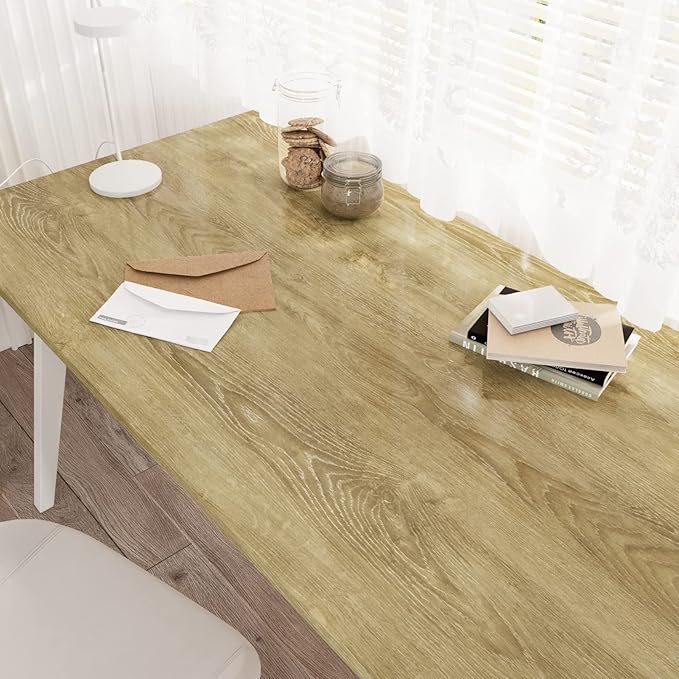 WESTICK Glossy Brown Wood Contact Paper Self Adhesive Wooden Wallpaper Kitchen