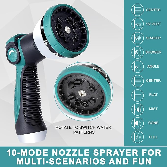 100FT Garden Hose, Stainless Steel Water Hose, Flexible with a 10-Mode Nozzle Sprayer, No Kink, Lightweight, Puncture Proof, Ideal for Yard, Lawn, Outdoor, 5/8'' Outside Diameter