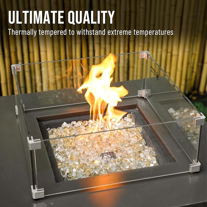 Skyflame High Luster 10-Pound Fire Glass for Fire Pit Fireplace Landscaping, 1/2-Inch Gold Reflective