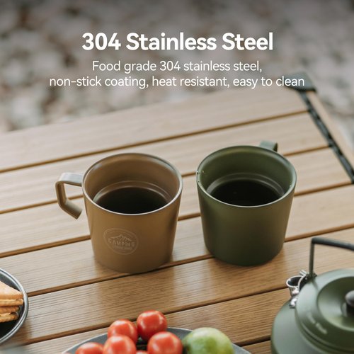 Thous Winds Coffee Mug, Double Walled Camping Cup, Stainless Steel Mug with Handle, 250ml