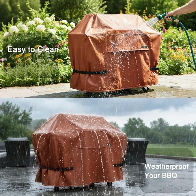 NettyPro Grill Cover Heavy Duty Waterproof 32 inch, Outdoor 2 Burner BBQ Gas Grill Cover for Outside Small Weber, Char-Broil, Brinkmann, Jenn Air, Nexgrill Barbecue, Brown