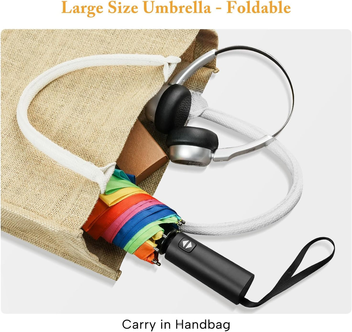 Rainbow Umbrella - Oversized 54-Inch Double Layer Windproof Golf Umbrella | Compact & Automatic Open/Close