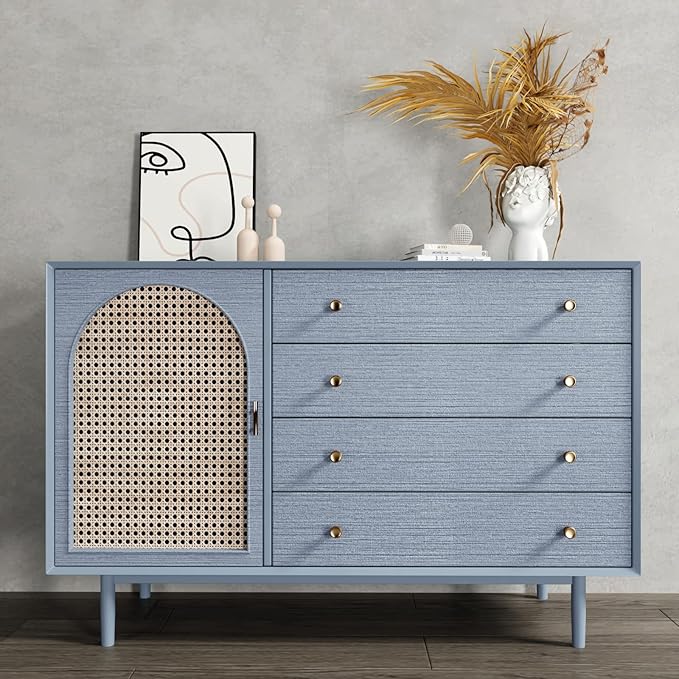 CRE8TIVE Light Blue Grasscloth Wallpaper Textured Stick and Peel Faux Grass