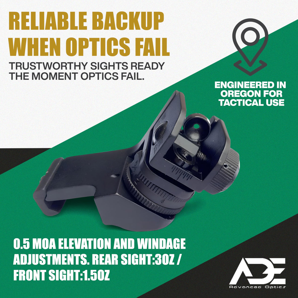 Ade Advanced Optics 45 Degree Rapid Transition BUIS Backup Iron Sights Front and Rear