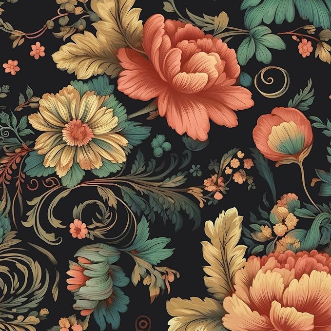 BOKEBEVE Extra Long Colorful Floral Peel and Stick Wallpaper Boho Vibrant