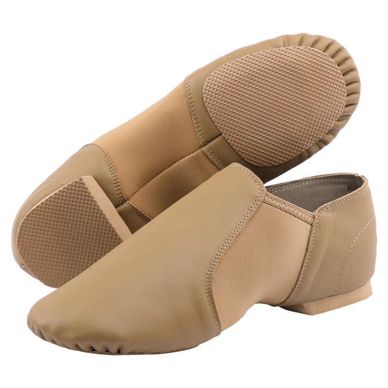 Linodes (Tent Leather Upper Jazz Shoe Slip-on for Women and Men's Dance Shoes Brown 6M