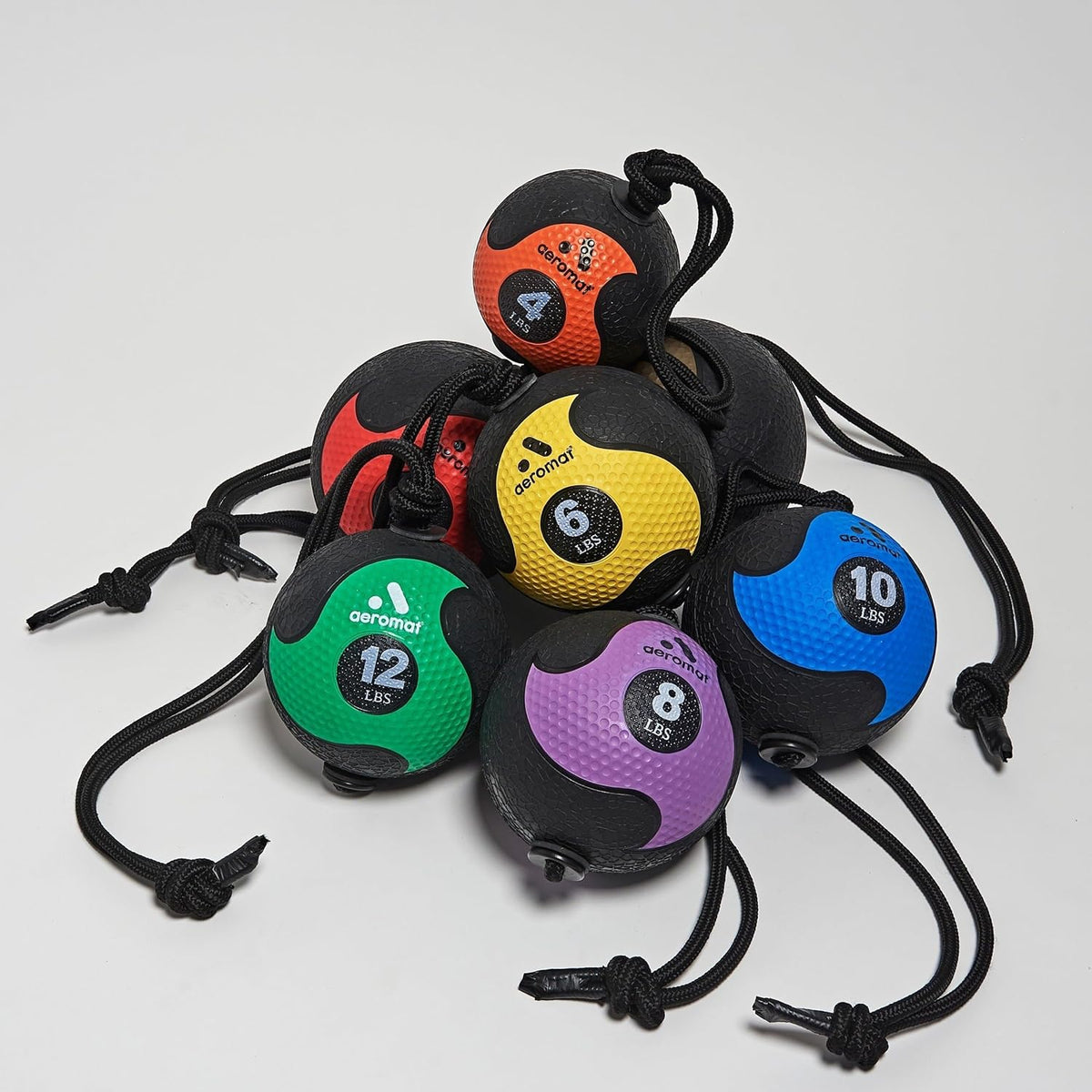 Power Rope Medicine Ball - AEROMATS Red 10 lbs for Strength Training & Fitness