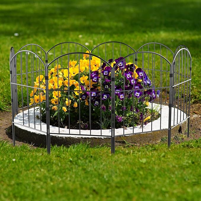VANCASTLE Decorative Garden Fence Outdoor, 19 Panels Rustproof Metal Landscape Barrier Fence, Total 20ft (L) x 24in (H), Black Ornamental Fence for Yard, Patio, Lawn, Garden Bed, Easy to Install