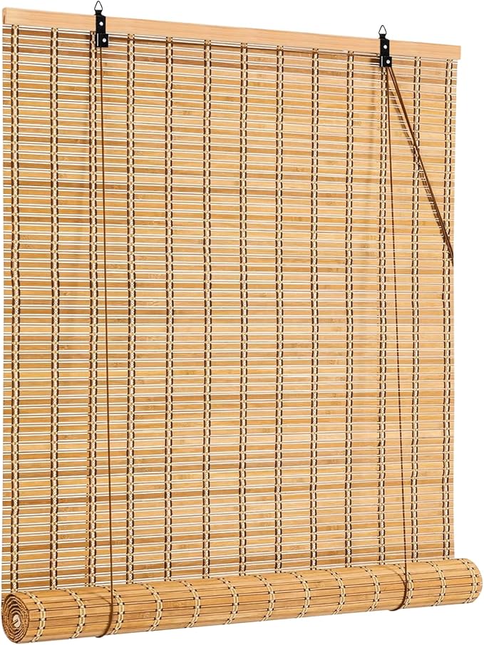 48x72 Inch Bamboo Blinds for Interior Windows, UV Protection Roman Bamboo