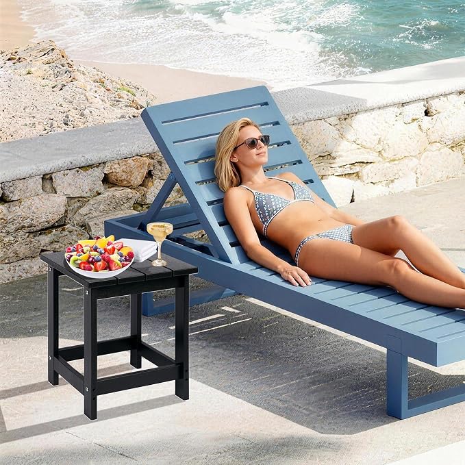 LZRS Adirondack Outdoor Side Table – Durable Weather-Resistant HDPE Patio End Table for Porch, Deck, Pool, Garden,Sturdy and Easy Assembly, Black