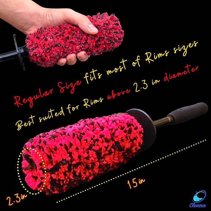 Premium Microfiber Wheel Brush and Nylon Bristles Tire Brush | Car Wheel Brush and Tire Cleaner Brush with Ergonomic Handles for Cleaning Wheels | Rim Brush & Tires Brush | 2 Pack