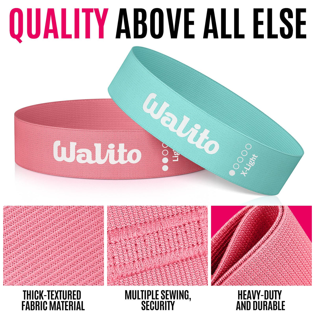 Fabric Resistance Bands for Working Out - Booty Bands for Legs -Glutes Training for Women and Men - Exercise Bands for Squats, Yoga, Physical Therapy -Home Gym Fitness