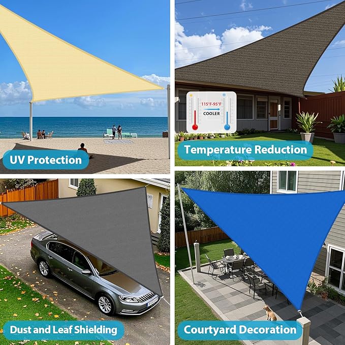 Amagenix Sun Shade Sail 12'X14'X18' Curved Edge Outdoor Shade Canopy Dark Grey Breathable 95% UV Block Shade Cloth for Patio Garden Backyard (We Make Custom Size)