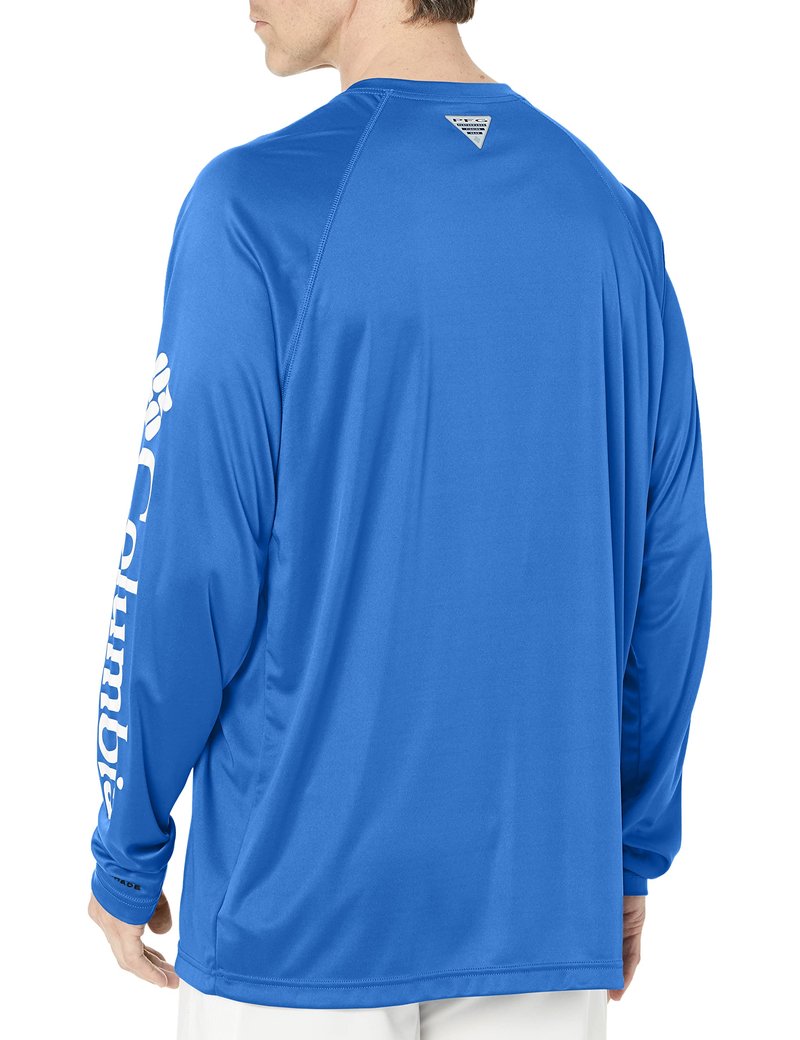 Columbia Men's PFG Terminal Tackle Long Sleeve Fishing Shirt, Vivid Blue/Cool Grey Logo, Small
