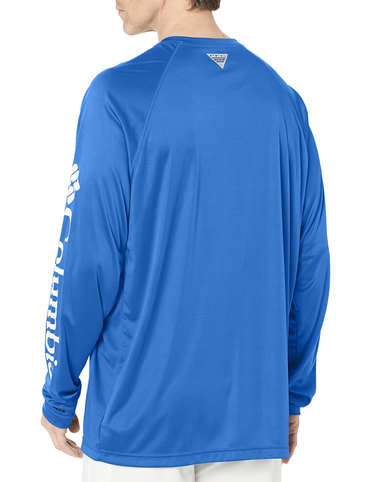Columbia Men's PFG Terminal Tackle Long Sleeve Fishing Shirt, Vivid Blue/Cool Grey Logo, Large Tall