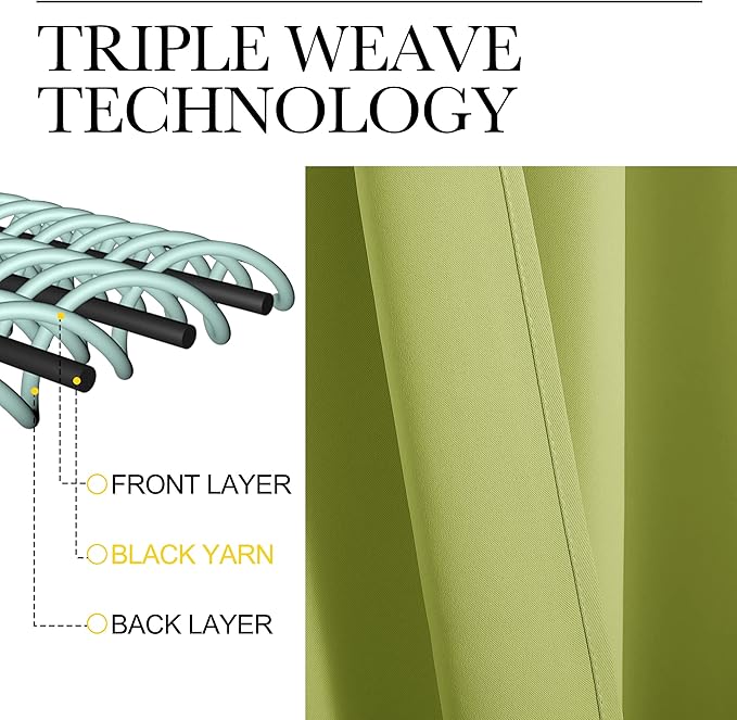 NICETOWN Fresh Green Blackout Curtains 120 inches Length