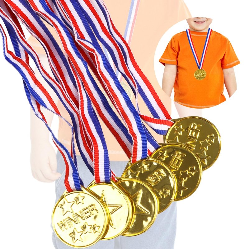 LOKIPA 30PCS Gold Medals, Plastic Medals Winner Award Medals for Sports, Games Competitions, Party Favors and Decorations