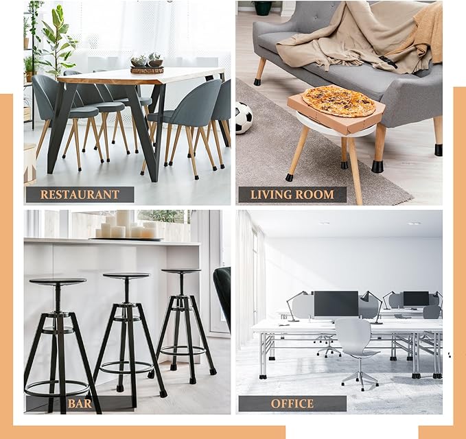 3/4" Round Rubber Chair Leg Tips Caps, Chair Leg Floor Protectors Furniture Legs Caps Non Slip Reduce Noise for Hardwood Floors (Black, 12 Pack)