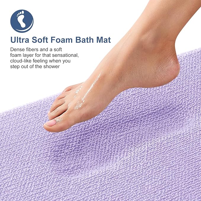 OLANLY Thick Memory Foam Bath Mat Rug 36x24, Extra Soft Absorbent Bathroom Rug, Quick Dry Bath Mats, Non-Slip, Machine Washable Carpet for Bathroom, Tub and Shower, Home Decor Accessories, Lavender
