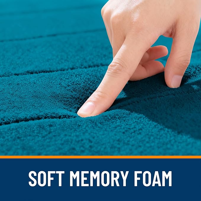OLANLY Memory Foam Bath Mat 36x24, Super Soft Absorbent Bathroom Rugs, Quick Dry, Machine Washable Shower Floor Rugs, Bathmat Carpet, Bathroom Home Decor Accessories, Peacock Blue