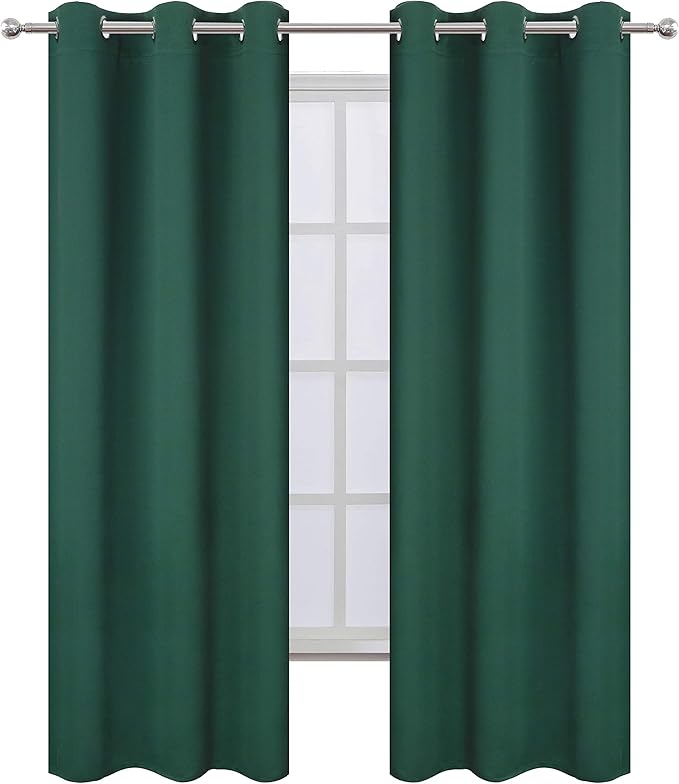 LEMOMO Green Blackout Curtains 34 x 84 Inch Length/Set of 2 Curtain