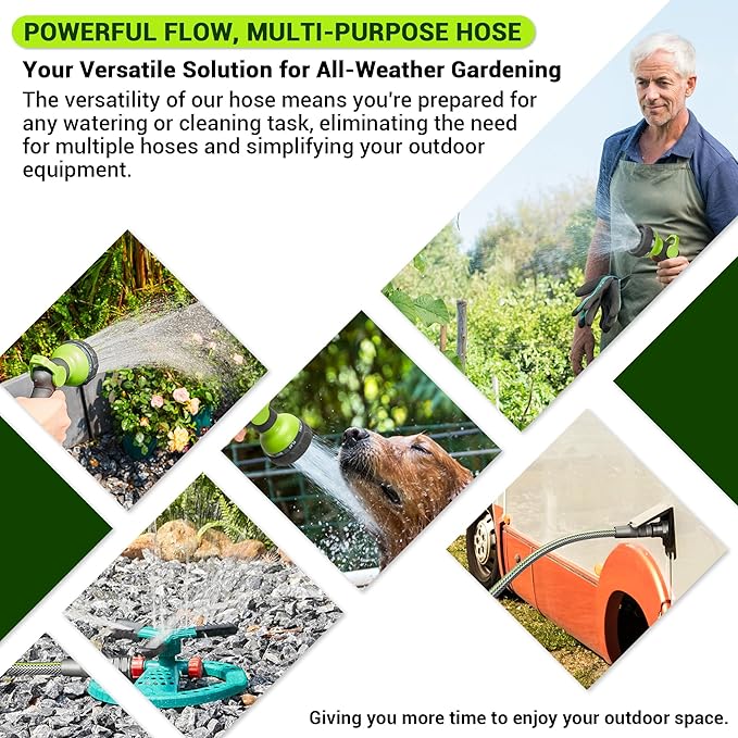 75 FT Non-Expandable Garden Hose – Flexible Heavy Duty Hose for Large Yards & Driveways, 1/2" ID, 3/4" Swivel Fittings, Kink & Leak Resistant