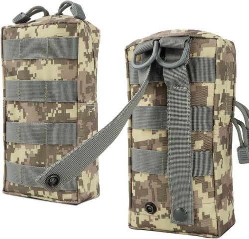 IronSeals 2 Pack Vertical Tactical Molle EDC Pouch Multi-Purpose Compact Pack Water-Resistant Utility Pouch