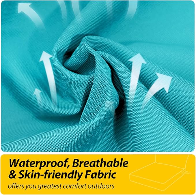 AAAAAcessories Outdoor Seat Cushions for Chairs, Fade-Resistant, Waterproof Patio Furniture Replacement Cushions, 23" x 23" x 5" + 23" x 13.5", Turquoise Blue