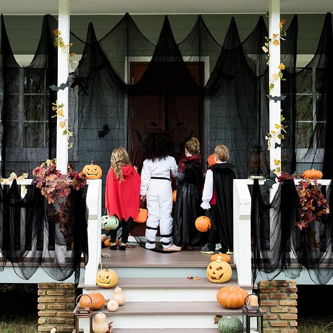 Halatool 85 X 800 in Halloween Creepy Cloth, Black Spooky Cheesecloth Scary Hanging Gauze Decor for Halloween Party Supplies Haunted Houses Windows Doorways Indoors & Outdoors