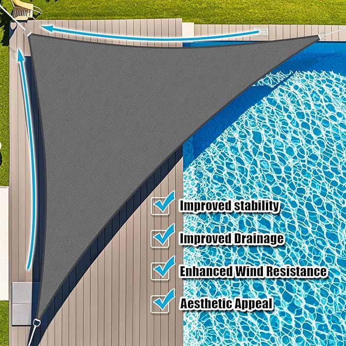 Amagenix Sun Shade Sail 7X8X10.6 Curved Edge Outdoor Shade Canopy Dark Grey Breathable 95% UV Block Shade Cloth for Patio Garden Backyard (We Make Custom Size)