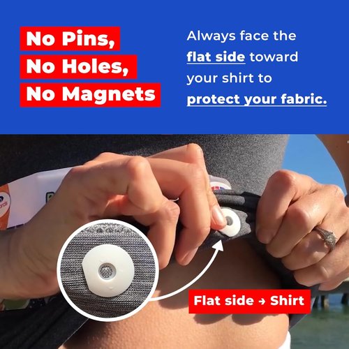 bibSNAPS Race Bib Clips - Lightweight Safety Lock Fasteners for Secure Running & Triathlons | Reusable & Fabric-Friendly