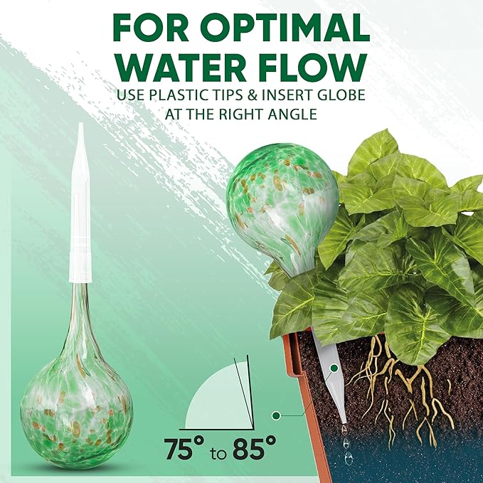 Plant Watering Globes Set of 4 - Small Self Watering Globes for Indoor & Outdoor Plants - Multicolored, Automatic, Glass Watering Bulbs for Daily Use, Plant Watering Devices
