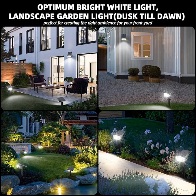 Solar Lights Outdoor Waterproof Landscape Lights, 40 LEDs Solar Spot Light Outdoor Spotlights with 3 Light Modes, USB & Solar Powered Garden Yard Wall Lights Auto On/Off for Patio 6 Pack