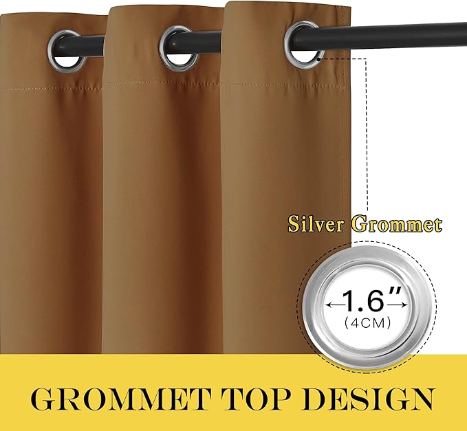 NICETOWN Gold Brown Blackout Curtains