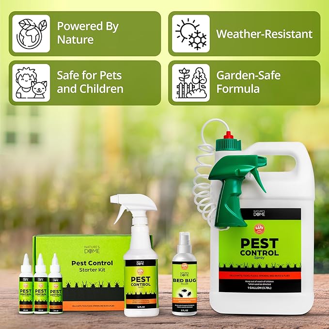 Nature’s Dome Pest Control Spray 1 Gallon | 100% Natural Ant Killer & Bug Spray for Indoor & Outdoor Use | Eco-Friendly Bug Spray for Flea, Ticks, Ant & Mosquitos | Safe for Pets and Kids