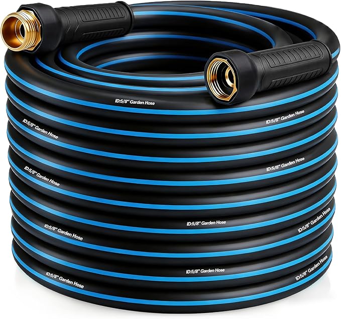Water Hose 75FT Non-expandable, Durable Outdoor Rubber Hoses with Leak-proof Male to Female Fittings，Portable Garden Hose Manguera Para Jardin for Yard，Lawn Watering, Car Wash