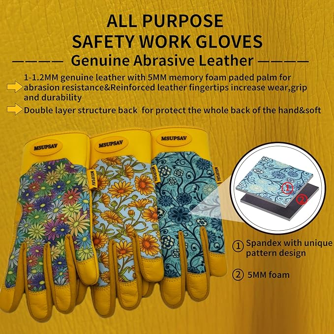 Thorn Proof&Puncture Resistant Gardening Gloves with Grip,Garden Gloves for Women, Leather Work Gloves,Gifts