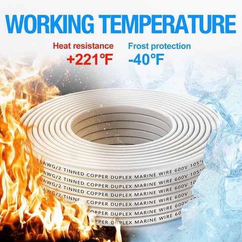 NAOEVO 16 Gauge Marine Wire - Waterproof Tinned Copper Electrical Cable for Boats & RVs | 30FT