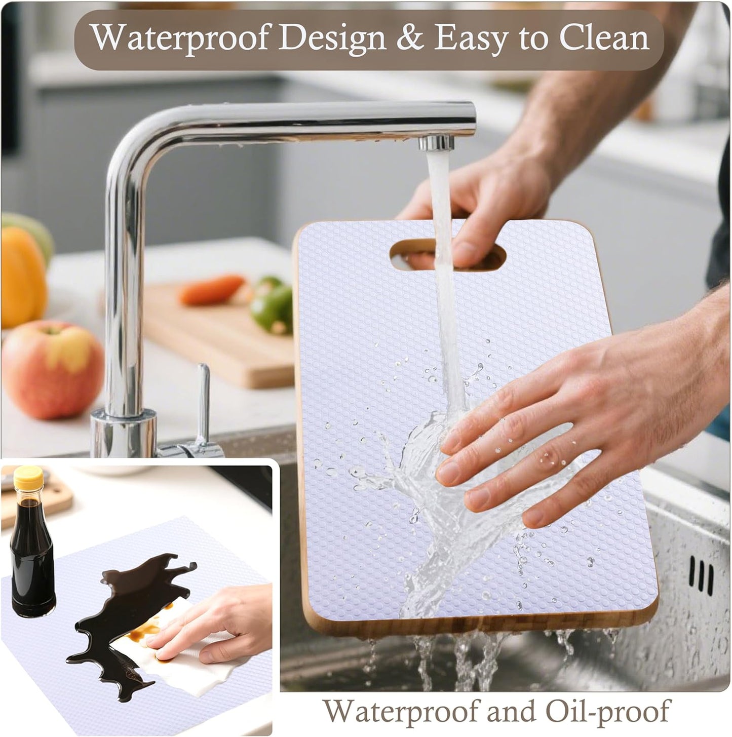 Cabinet Shelf Liners 15 Inch Wide X 20 Ft Kitchen Drawer Liner Non-Adhesive Pantry Cupboard Liner Non-Slip Waterproof & Oil-Proof Refrigerator Shelf Liners Strong Grip Drawer Mat (White)