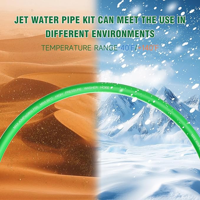 Sewer Jetter Kit for Pressure Washer 50FT – 5800PSI High-Pressure Drain Cleaner, M22 & 1/4'' NPT Universal Fit, Unclog Gutters & Sewer Lines, Durable Jetter Hose for Homeowners & DIYers
