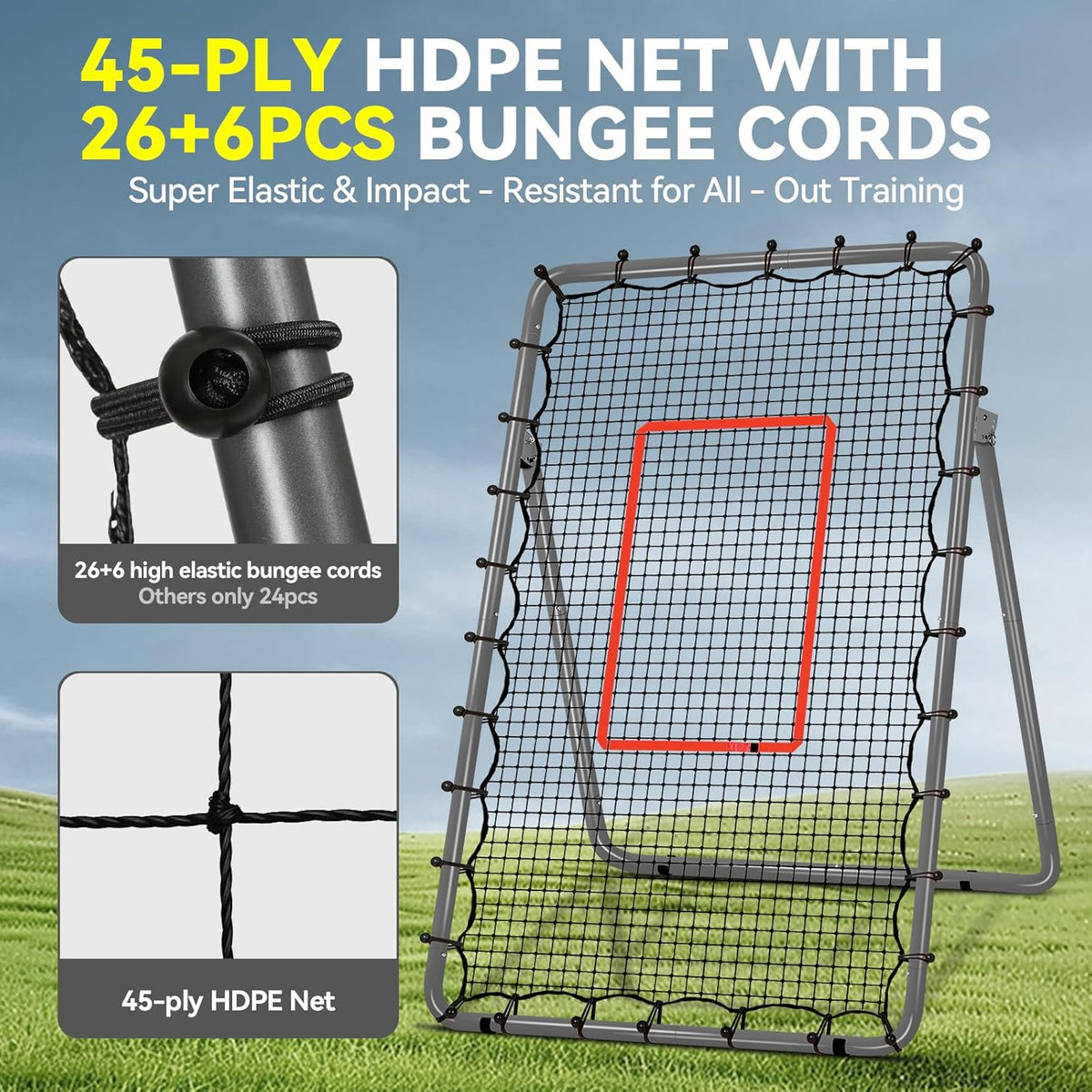 Skiennix Volleyball Rebounder Net - 6-Angle Adjustable 7x4ft Training Equipment for Bumping & Spiking