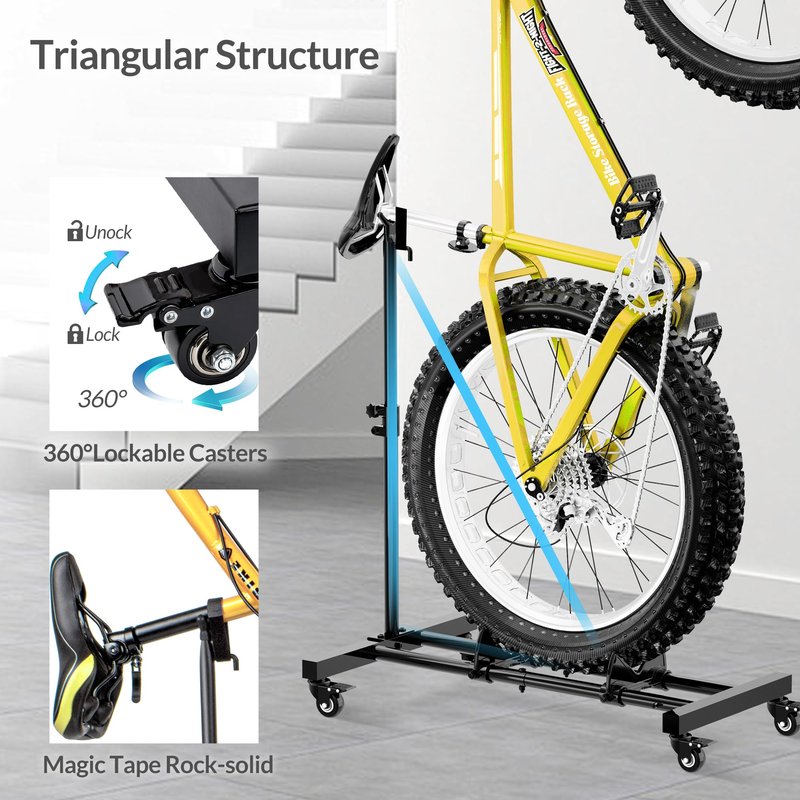 Sttoraboks Vertical Bike Stand, Freestanding Bike Rack Garage Storage Upright Bicycle Floor Stand Indoor Bike Holder with Adjustable Height for Garage & Apartment - for Wheels Sizes up to 29”
