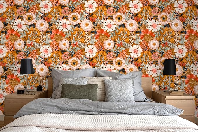 HAOKHOME Boho Peel and Stick Wallpaper Floral Wall Paper Removable